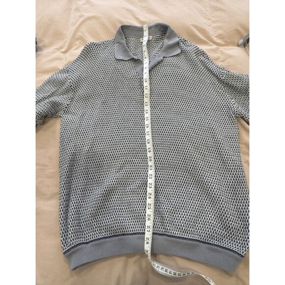 Beauty&Youth United Arrows Mens M Gray Textured Relaxed Jacquard Knit Polo - Picture 8 of 9